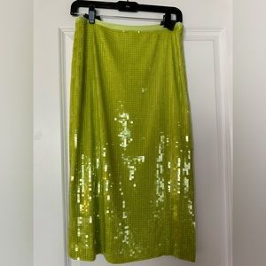 Helmet Lang Green Sequin Skirt